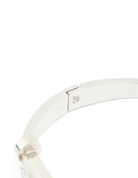 Waterproof Stainless Steel Cubic Zirconia Nail Hinge Bangle - link has visual effect only