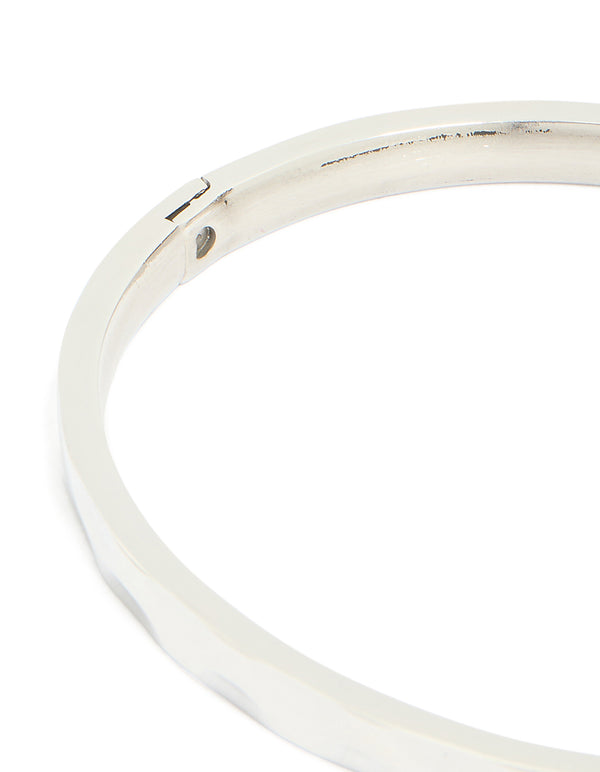 Waterproof Stainless Steel Hammered Hinged Bangle