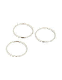 Crafted from waterproof stainless steel, this thin cubic zirconia trio rings 3-pack in silver and clear stone front view - link has visual effect only