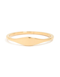 Waterproof Gold Plated Stainless Steel Dainty Signet Ring - link has visual effect only