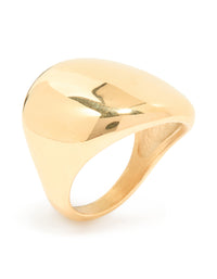 Crafted from waterproof gold plated stainless steel smooth pebble ring side detail view - link has visual effect only
