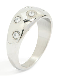 Waterproof Stainless Steel Spotty Diamante Band Ring - link has visual effect only