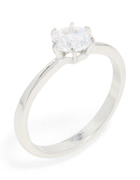 Waterproof Stainless Steel Diamante Solitaire Band Ring - link has visual effect only