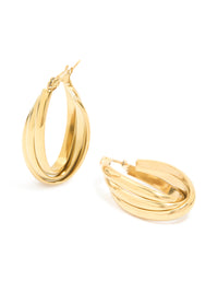 Waterproof Gold Plated Stainless Steel Layered Huggie Earrings - link has visual effect only