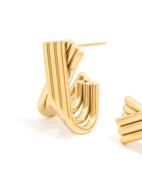 Waterproof Gold Plated Stainless Steel Long Layered Circle Hoop Earrings - link has visual effect only