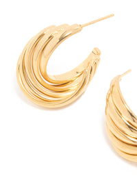 Waterproof Gold Plated Stainless Steel 4-Row Twisted Hoop Earrings - link has visual effect only