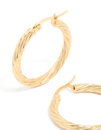Waterproof Gold Plated Stainless Steel Large Twisted Hoop Earrings - link has visual effect only