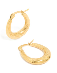 Waterproof Gold Plated Stainless Steel Twisted Hoop Earrings - link has visual effect only