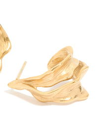 Waterproof Gold Plated Stainless Steel Molten Effect Hoop Earrings - link has visual effect only