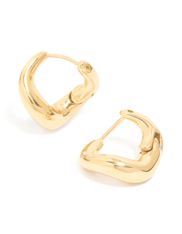 Waterproof Gold Plated Stainless Steel Bendy Metal Hoop Earrings