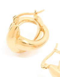 Waterproof Gold Plated Stainless Steel Wavy Hoop Earrings - link has visual effect only