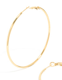 Waterproof Gold Plated Stainless Steel Hoop Earrings 55 MM - link has visual effect only