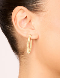Waterproof Gold Plated Stainless Steel Hoop Earrings - link has visual effect only