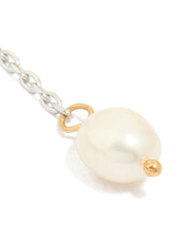 Waterproof Mixed Metal Stainless Steel Pearl Drop Chain Earrings - link has visual effect only