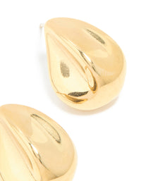 Waterproof Gold Plated Stainless Steel Organic Teardrop Stud Earrings - link has visual effect only