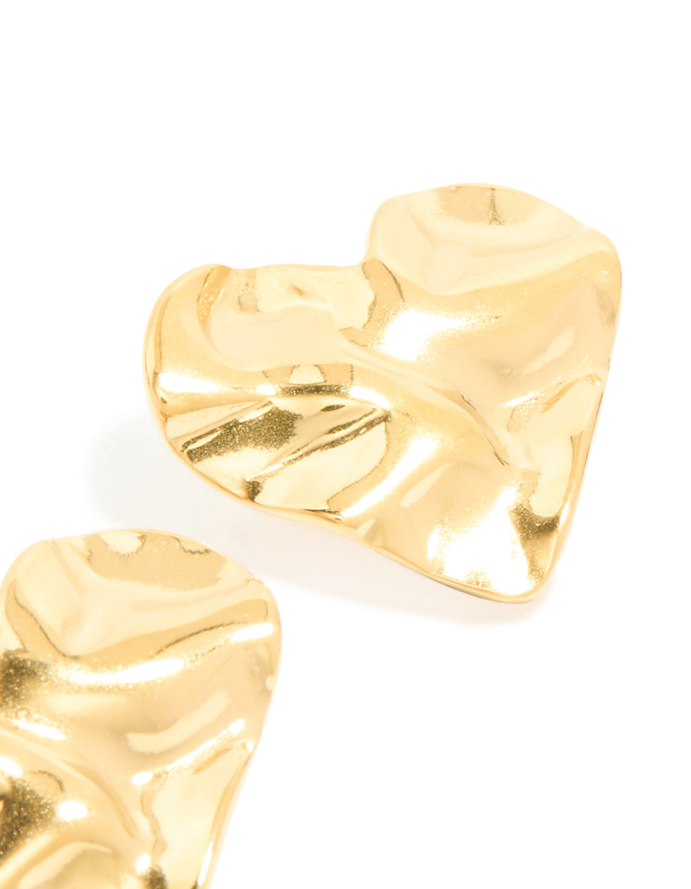 Waterproof Gold Plated Stainless Steel Crinkle Heart Stud Earrings