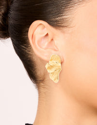 Waterproof Gold Plated Stainless Steel Petal Fan Earrings - link has visual effect only