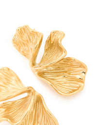Waterproof Gold Plated Stainless Steel Petal Fan Earrings - link has visual effect only