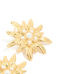 Waterproof Gold Plated Stainless Steel Freshwater Pearl Urchin Stud Earrings - link has visual effect only