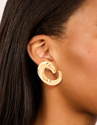 Waterproof Gold Plated Stainless Steel Swirl Statement Stud Earrings - link has visual effect only