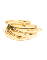 Waterproof Gold Plated Stainless Steel Triple Row Hoop Earrings - link has visual effect only