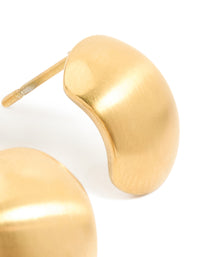 Waterproof Gold Plated Stainless Steel Brushed Pebble Earrings - link has visual effect only