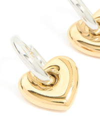Waterproof Mixed Metal Plated Stainless Steel Small Heart Huggie Earrings - link has visual effect only