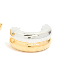 Waterproof Mixed Metal Plated Stainless Steel Layered Huggie Earrings - link has visual effect only