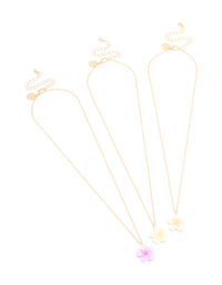Gold Pastel Frangipani Necklaces 3-Pack - link has visual effect only