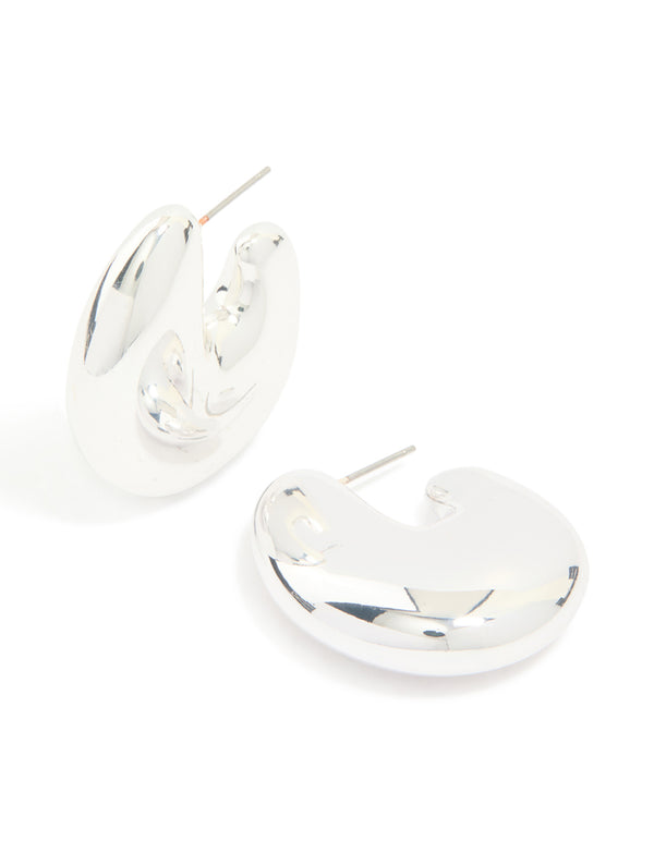 Silver Thick Bubble Hoop Earrings