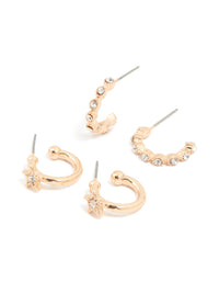 Gold Diamante Star & Diamante Hoop Earrings 2-Pack - link has visual effect only