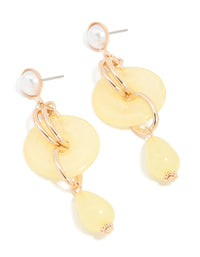 Gold Pearl Wrapped & Beaded Drop Earrings - link has visual effect only