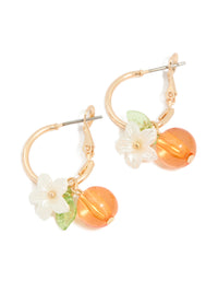Gold Bee Orange Charm Huggie Earrings - link has visual effect only