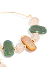 Gold Genuine Shell & Beaded Alternating Hoop Earrings - link has visual effect only