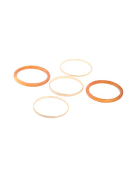 Gold Etched & Orange Acrylic Bangles 5-Pack - link has visual effect only