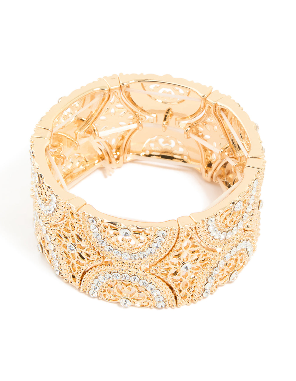 Gold Diamante Filigree Stretch Bracelet