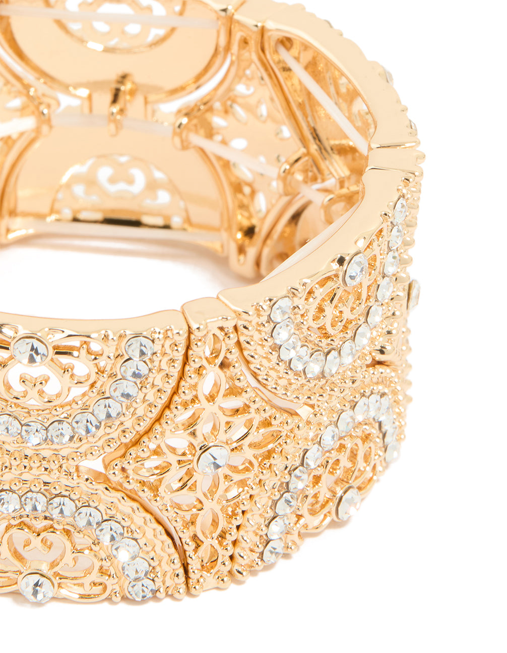 Gold Diamante Filigree Stretch Bracelet
