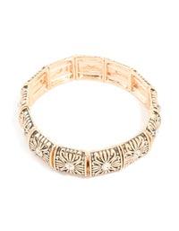 Antique Gold Diamante Boho Stretch Bracelet - link has visual effect only