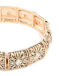 Antique Gold Diamante Boho Stretch Bracelet - link has visual effect only