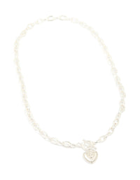 Silver Chain Heart Pendant Necklace - link has visual effect only