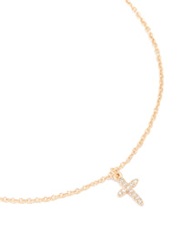 Gold Diamante Cross Dainty Necklace - link has visual effect only