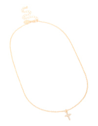 Gold Diamante Cross Dainty Necklace - link has visual effect only