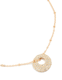 Gold Diamante Round Pavé Pendant Necklace - link has visual effect only