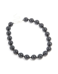 Silver Black Beaded Necklace - link has visual effect only