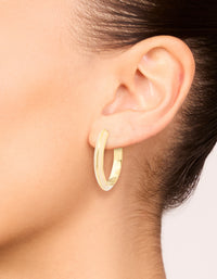 Waterproof Gold Plated Stainless Steel Neutral Toned Enamel Hoop Earrings - link has visual effect only