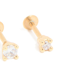 Gold Plated Titanium Cubic Zirconia Mixed Size Flat Back Earrings 3-Pack - link has visual effect only