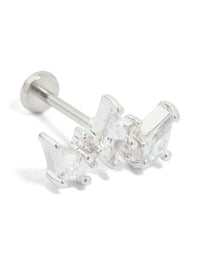 Titanium Cubic Zirconia Pointed Crawler Single Flat Back Stud - link has visual effect only