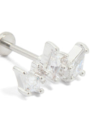 Titanium Cubic Zirconia Pointed Crawler Single Flat Back Stud - link has visual effect only