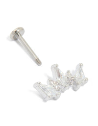 Titanium Cubic Zirconia Pointed Crawler Single Flat Back Stud - link has visual effect only