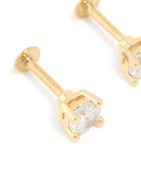 Gold Plated Titanium Cubic Zirconia Flat Back Studs - link has visual effect only